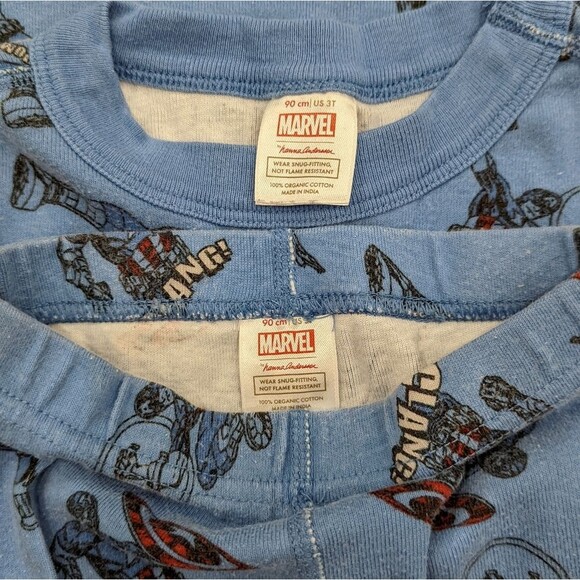 Hanna Andersson Marvel Captain America Super Hero Long John Pajamas Boys 90 3T - Picture 6 of 7